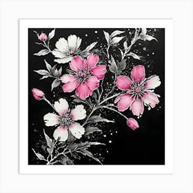 Pink Flowers 16 Art Print