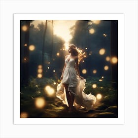 Fairy Lights In The Forest Art Print