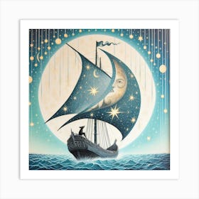 Moonlight Sail Art Print