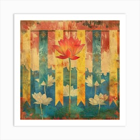 Wesak Banner Texture Featuring Buddhist Prayer F 1718 Art Print