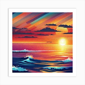 Sunset Over The Ocean 126 Art Print