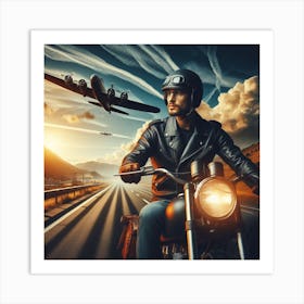 Man On A Motorcycle 2 Art Print