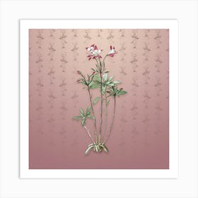 Vintage Lily of the Incas Botanical on Dusty Pink Pattern Art Print