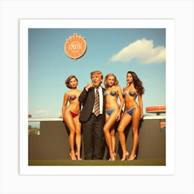 Trump Posing With A Group Of Women Art Print