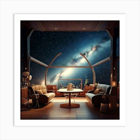 Firefly Nordic Style, Coffee Shop, Spaceship, Galley, Galaxy, Hyper Realistic, Futuristic, Scandinav (1) Art Print