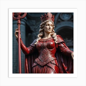 A Portrait Of Authority Goddess Frigg With All Her Arogance Blood Red Art Print