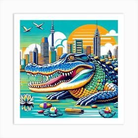 Alligator In The City 1 Art Print