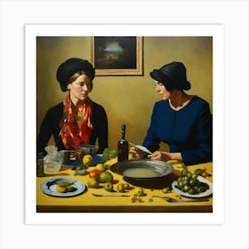 Two Women At A Table Art Print