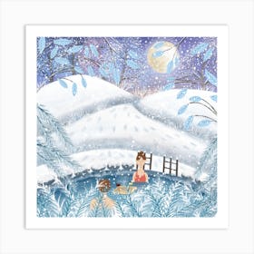 Hot Spring In The Snow Square Art Print