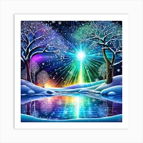 Christmas Tree In The Snow 5 Art Print