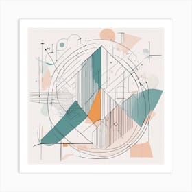 Minimalism Masterpiece, Trace In Geometrie + Fine Gritty Texture + Complementary Pastel Scale + Abst (1) Art Print