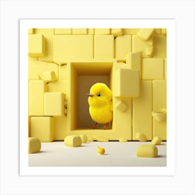 Yellow Chick In A Cube Art Print