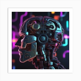 Futuristic Head Of A Robot Art Print