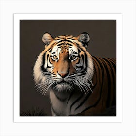 Firefly Minimalist Silhouette Of A Royal Bengal Tiger 60146 (2) Art Print