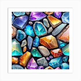 Seamless Pattern Of Gemstones 1 Art Print