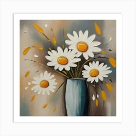Daisies In A Vase Abstract 2 Art Print