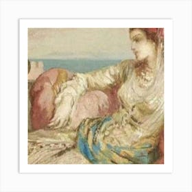 Woman Sitting On A Couch Art Print