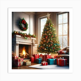 Christmas Tree In The Living Room 111 Art Print