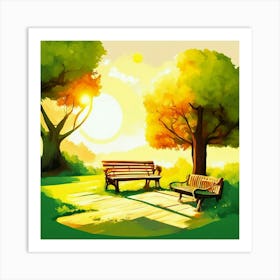 Park Bench In The Sun Art Print