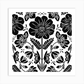 Black And White Floral Pattern Art Print