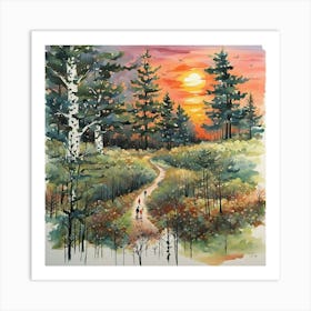 Sunset In The Woods 9 Art Print