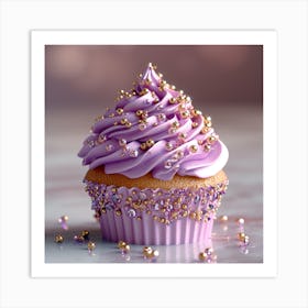 Cupcake With Gold Sprinkles 1 Art Print