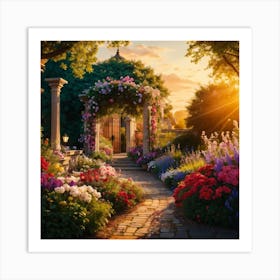 Garden At Sunset Art Print