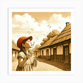 Bubbles in the village Art Print