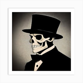 Skeleton In Top Hat 4 Art Print