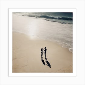 Couple Holding Hands On The Beach 1 Art Print