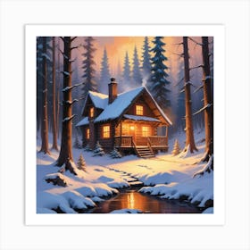 Cabin In The Woods Paintings Art Print 1 Art Print