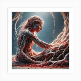 Woman With Bloody Hands Art Print