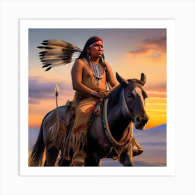 Native American Man On Horseback 4 Art Print