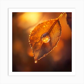 Raindrop On Tree Leave Art Print