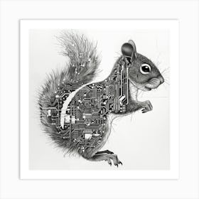 Squirrel On A Circuit Board Art Print