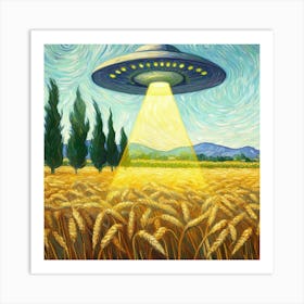 Aliens In The Wheat Field Art Print