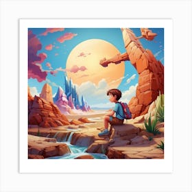 Boy In The Desert Art Print