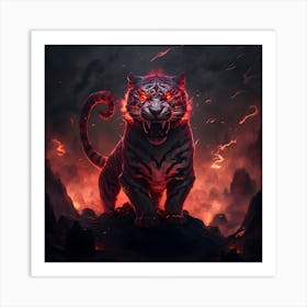 Tiger In Flames Art Print