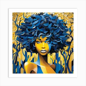 Blue Afro 1 Art Print