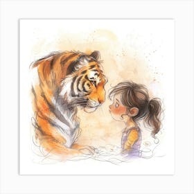 Little Girl And Tiger 1 Art Print