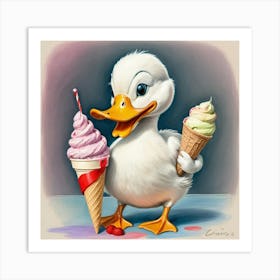 Duck With Ice Cream 1 Art Print