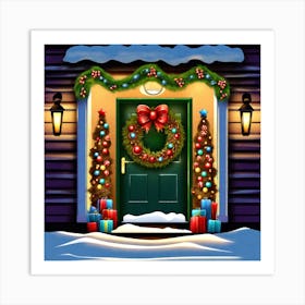 Christmas Decoration On Home Door (41) Art Print