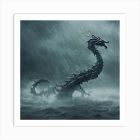 Leviathan Rising 3/4 (sea monster snake dragon mist fog mystic fantasy storm sinbad greek roman Cetus Echidna Hydra Scylla Jörmungandr) Art Print