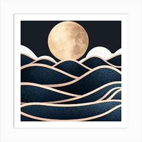 Full Moon Over The Ocean Art Print