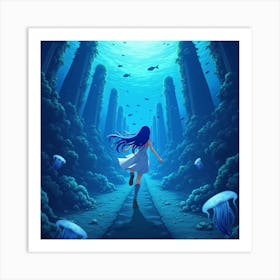 Underwater Girl Art Print