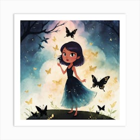 Fairytale Girl With Butterflies Art Print