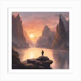 Fishing In The Mountains Art Print