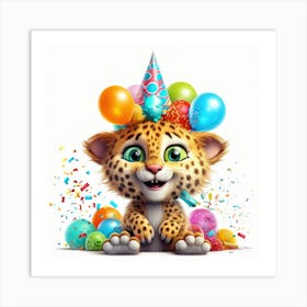 Birthday Cheetah 6 Art Print