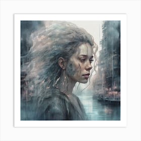 Girl In A City Art Print