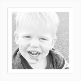 Black And White Portrait Of A Toddler 1 Art Print